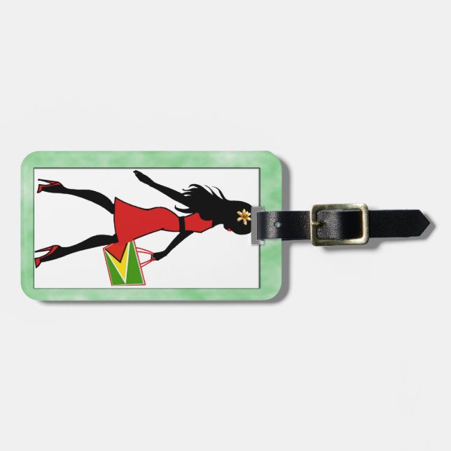 Étiquette À Bagage Étiquette de bagage de fille de la Guyane (Devant horizontal)