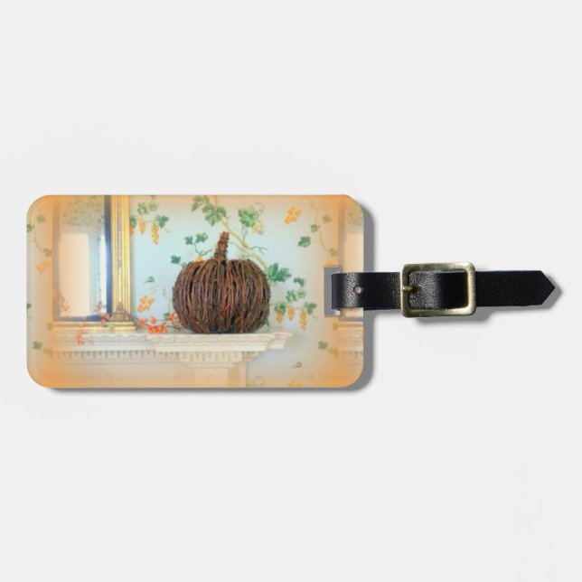 Étiquette À Bagage étiquette de bagage de panier citrouille colonial (Devant horizontal)