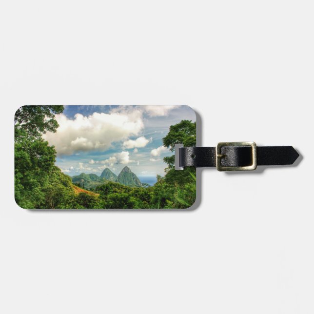 Étiquette À Bagage Étiquette de bagage de pitons du St Lucia (Devant horizontal)