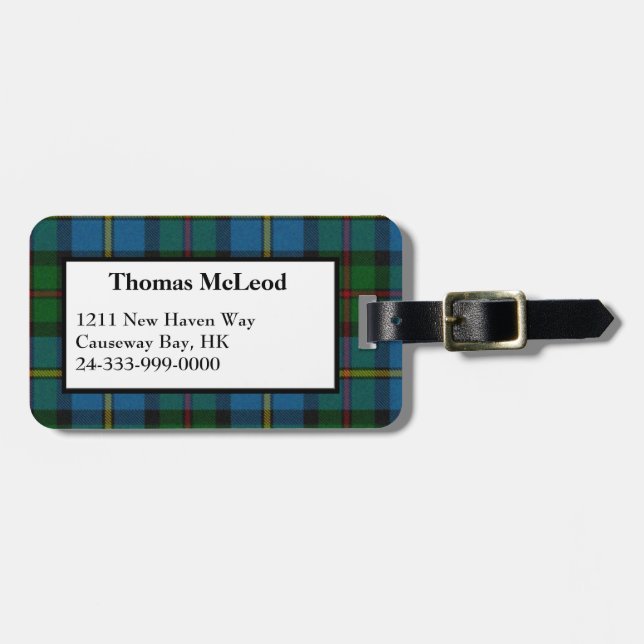 Étiquette À Bagage Étiquette de bagage de plaid de tartan de MacLeod (Devant horizontal)