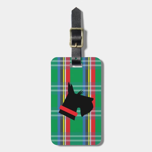 Étiquette À Bagage Étiquette de bagage de plaid de Terrier d'écossais (Devant Vertical)