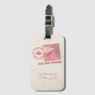 Étiquette À Bagage Étiquette de bagage de poste de porc volant par av