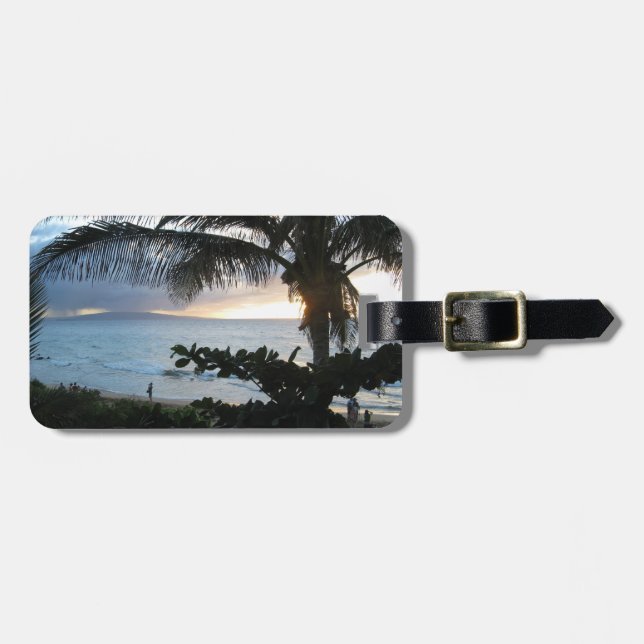 Étiquette À Bagage Étiquette de bagage de scène de plage de Maui (Devant horizontal)