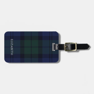 Étiquette À Bagage Étiquette de bagage de vert bleu de plaid de