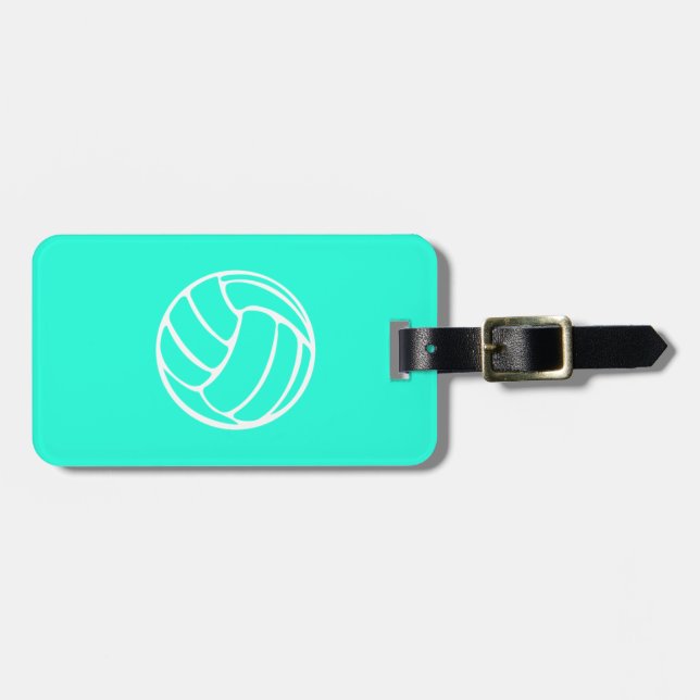 Étiquette À Bagage Étiquette de bagage de volleyball de turquoise (Devant horizontal)