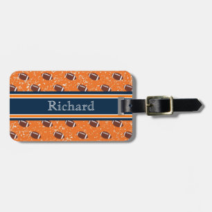 Étiquette À Bagage Étiquette de bagage d'orange et de marine