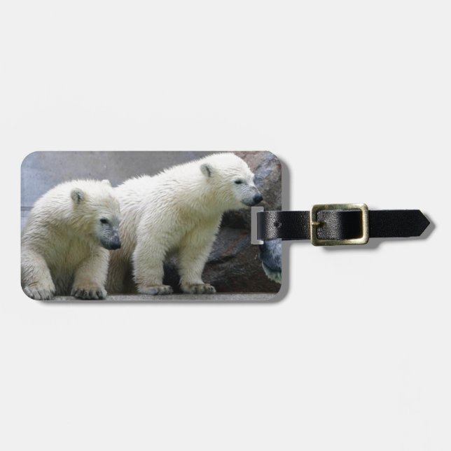 Étiquette À Bagage Étiquette de bagage d'ours blanc avec le bracelet (Devant horizontal)