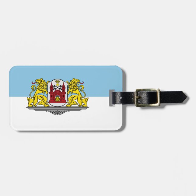Étiquette À Bagage Étiquette de bagage du drapeau de Riga, Lettonie (Devant horizontal)