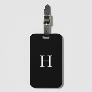 Étiquette À Bagage Étiquette de Bagage Élégante Monogramme Noir et Bl