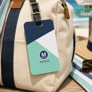 Étiquette À Bagage Étiquette de bagage Été marin géométrique Navy Min
