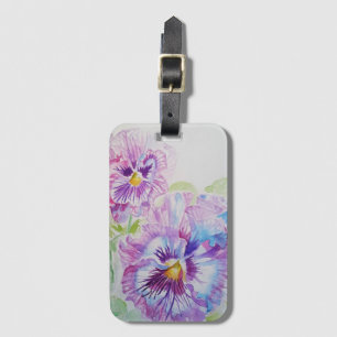 Étiquette À Bagage Étiquette de bagage fleur de pensée violette aquar