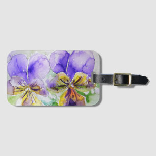 Étiquette À Bagage Étiquette de bagage fleur de violette pourpre aqua