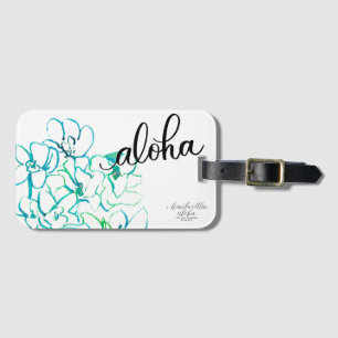 Étiquette À Bagage Étiquette de Bagage Fleur d'Orchidée Aloha Bleu Cl