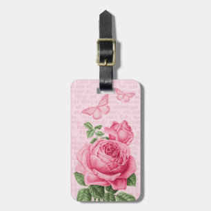 Étiquette À Bagage Étiquette de bagage fleurie rose rose girly