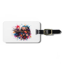 Étiquette de bagage florale aquarelle colorée repr