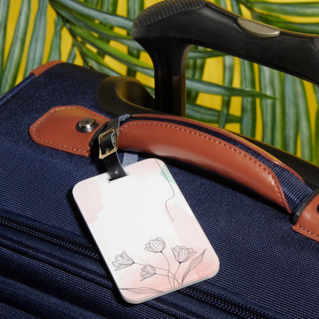Étiquette À Bagage Étiquette de bagage florale aquarelle rose romanti (Insitu Rectoal 1)