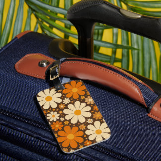 Étiquette À Bagage Étiquette de bagage florale rétro groovy Daisy