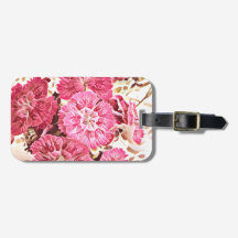 Étiquette de bagage florale rose vintage