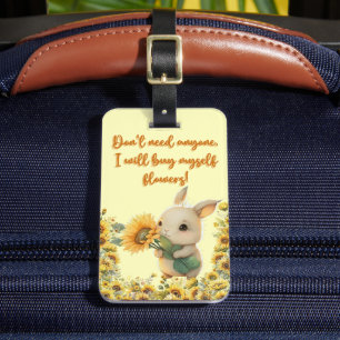 Étiquette À Bagage Étiquette de bagage   Lapin mignon tenant un tourn