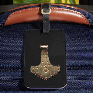 Étiquette À Bagage Étiquette de bagage marteau de Thor en or noir