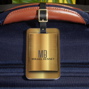 Étiquette À Bagage Étiquette de bagage métallique brossé PRO Gold