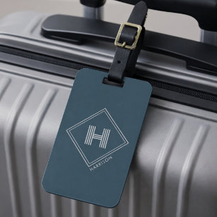 Étiquette À Bagage Étiquette de bagage Monogramme initial géométriq