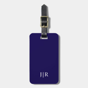 Étiquette À Bagage Étiquette de bagage Monogramme Moderne bleu foncé