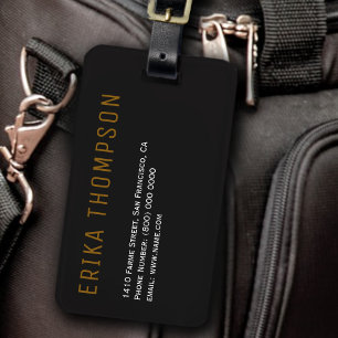 Étiquette À Bagage étiquette de bagage noire avec son nom et son adre