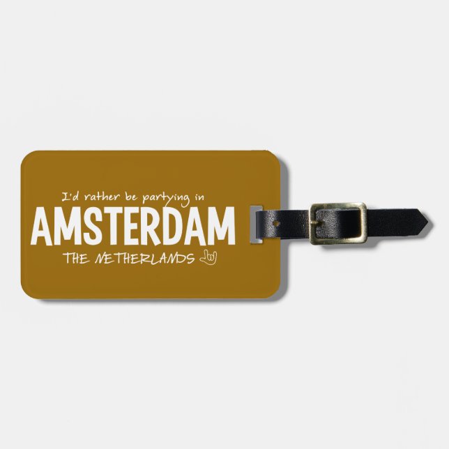 Étiquette À Bagage étiquette de bagage personnalisée AMSTERDAM (Devant horizontal)