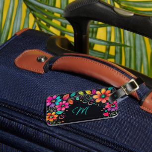 Étiquette À Bagage Étiquette de bagage personnalisée avec monogramme 
