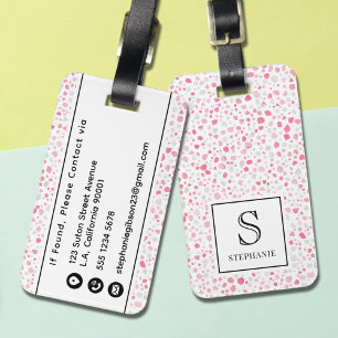 Étiquette À Bagage Étiquette de bagage personnalisée avec motif girly