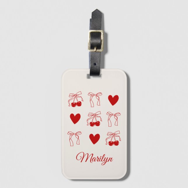 Étiquette À Bagage Étiquette de bagage personnalisée Cadeau Cerise En (Devant Vertical)