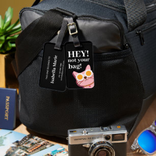 Étiquette À Bagage Étiquette de bagage personnalisée chat noir drôle