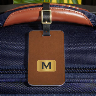 Étiquette À Bagage Étiquette de bagage personnalisée en cuir noir sim