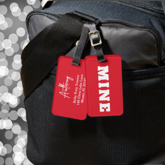 Étiquette À Bagage Étiquette de bagage personnalisée MINE rouge blanc