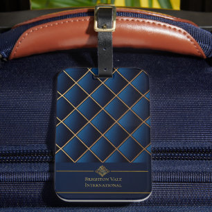 Étiquette À Bagage Étiquette de bagage personnalisée Navy Or Luxe