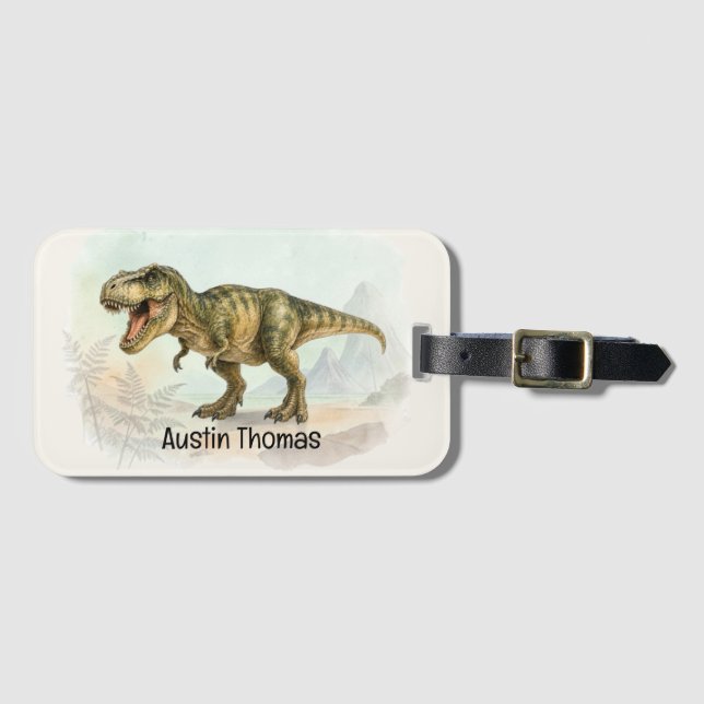 Étiquette À Bagage Étiquette de bagage personnalisée T-Rex mignonne a (Devant Horizontal)