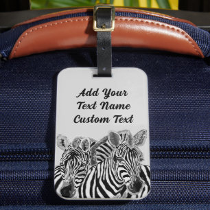 Étiquette À Bagage Étiquette de bagage pour couple de zèbres avec tex