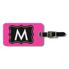 Étiquette de bagage rose et noire | Monogramme per