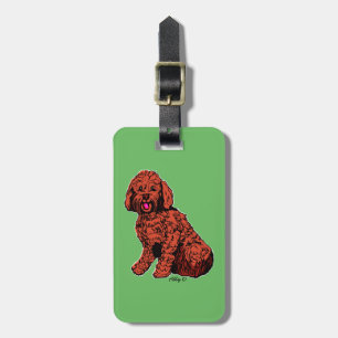 Étiquette À Bagage Étiquette de bagage verte Brown Labradoodle