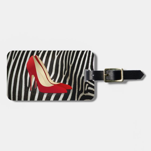 Étiquette À Bagage étiquette de bagages de chaussures à talon rouge (Devant horizontal)