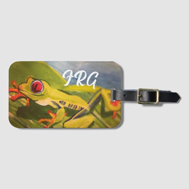Étiquette À Bagage Étiquette de bagages de grenouille monogramme (Devant Horizontal)