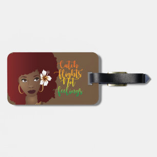 Étiquette À Bagage Étiquette de bagages Red Afro - Vol sans sentiment