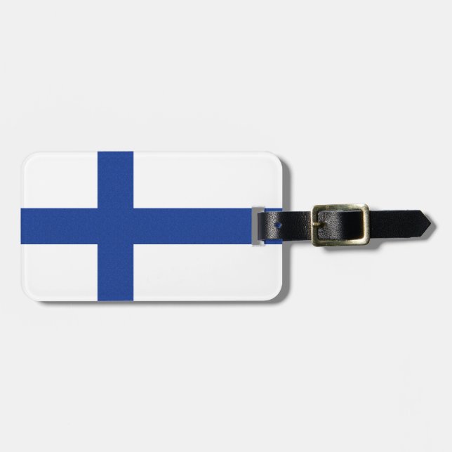 Étiquette À Bagage Étiquette de coutume de drapeau de la Finlande (Devant horizontal)