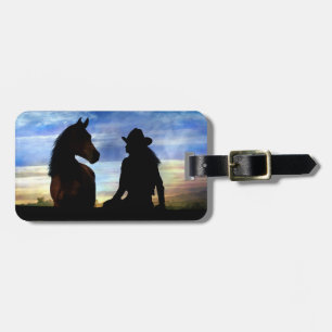 Étiquette À Bagage Étiquette de la fille et du cheval