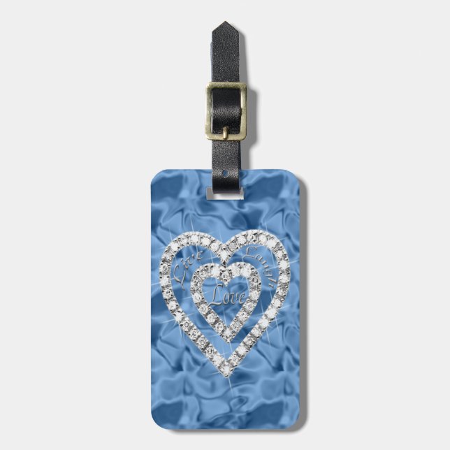 Étiquette À Bagage Étiquette de la valise Coeur Diamant Rire Personna (Devant Vertical)