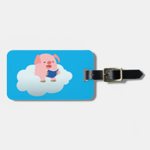 Étiquette À Bagage Étiquette de liseuse de cochon de dessin mignonne 