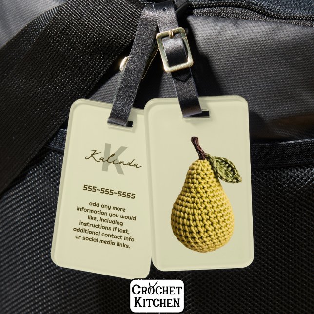 Étiquette À Bagage Étiquette de nom de la poire de Crochet jaune mini (Créateur téléchargé)