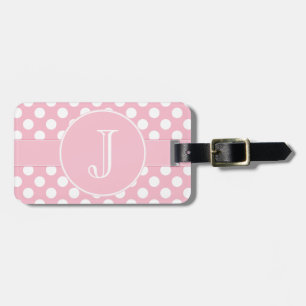 Étiquette À Bagage Étiquette décorée d'un monogramme à pois de rose