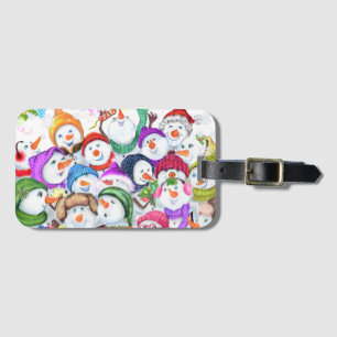 Étiquette À Bagage Étiquette des bagages de Noël de la fête des Snowm